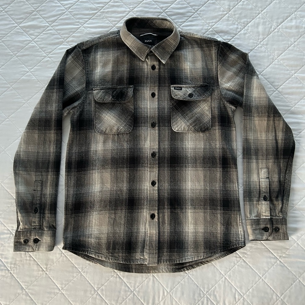 RVCA Black and Gray Checkered Shirt